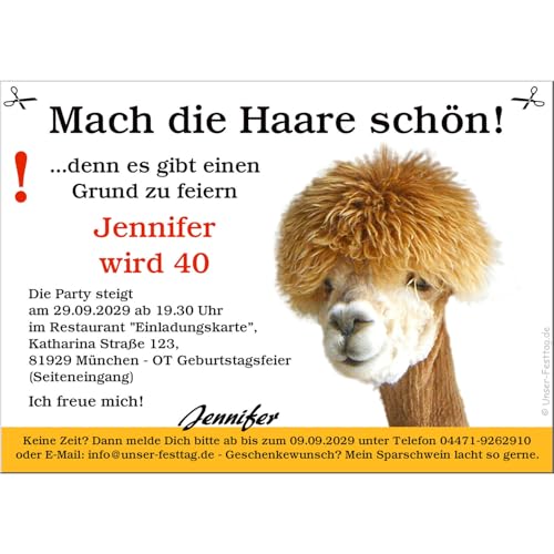 Lustige Geburtstagseinladung mit Wunschtext für Erwachsene 50 Stück von Unser-Festtag