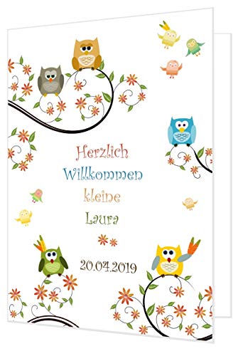 Maxi Karte zur Geburt - mit Name vom Baby - Wunschtext innen und außen - XXL groß DIN A4 plus Umschlag von Unser-Festtag