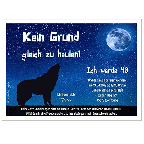 Moderne Einladungen zum Geburtstag 18 20 25 30 40 mit Spruch - cool lustig Wunschtext ändern, 10 Karten - 17 x 12 cm von Unser-Festtag