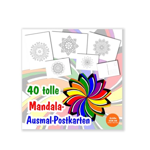 Unser-Festtag 40 x Ausmal-Mandalas für Erwachsene als Postkarten im Set (Größe Din A6 - ca. 14,8 x 10,5 cm) von Unser-Festtag