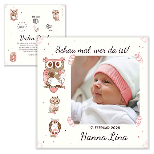 Unser-Festtag Geburtskarte Mädchen Dankeschön Karte Baby Dankesagen edel schön - mit Ihrem Wunschtext und Foto - 10 Karten von Unser-Festtag