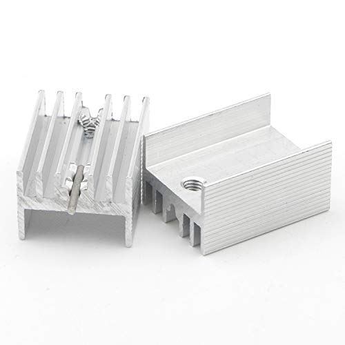 Unxuey Kühlkörper-Set, silberfarben, klein, Aluminium TO-220 Kühlkörper für LM78XX Spannungsregler, IRFXX MOSFET Transistor, 20 mm x 15 mm x 11 mm, 100 Stück von Unxuey