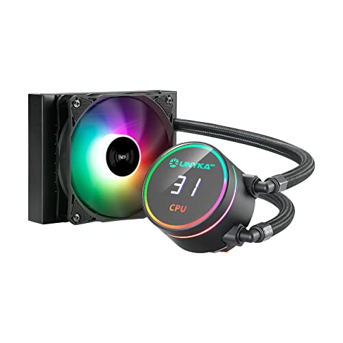 UNYKAch AQUASTORM Black 120 Flüssigkeitskühlung CPU-Kühlung, Anzeige zur Steuerung der CPU-Temperatur und ein RGB-Lüfter mit PWM-Sensor von Unykach