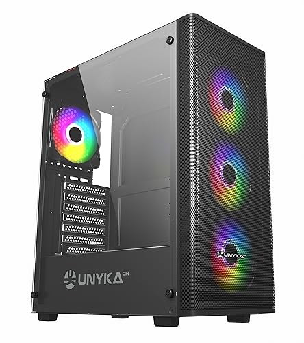 Unykach Mir 100 Caja ATX Gaming Cristal Templado Lateral y 4 Ventiladores ARGB Negra von Unykach