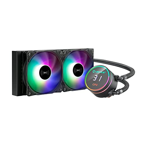 UNYKAch AquaStorm 240 CPU Flüssigkühlung, leise Pumpe, Display zur Steuerung der CPU-Temperatur und Zwei RGB-Lüfter mit PWM-Sensor von Unykach