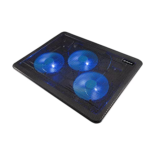UNYKAch Tragbare Kühlung, 38,1 cm (15 Zoll) 6 Candy C300 mit DREI blauen LED-Lüftern. Klappbare Füße zur Oberflächenerhöhung, 2 USB-Anschlüsse, Metallgitter-Oberfläche von Unykach