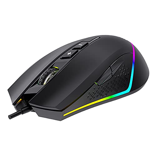 Unykach Nova M244 Gaming-Maus mit RGB-Hintergrundbeleuchtung, optischer Sensor 6400 DPI, 6 Tasten, leicht und ergonomisch von Unykach