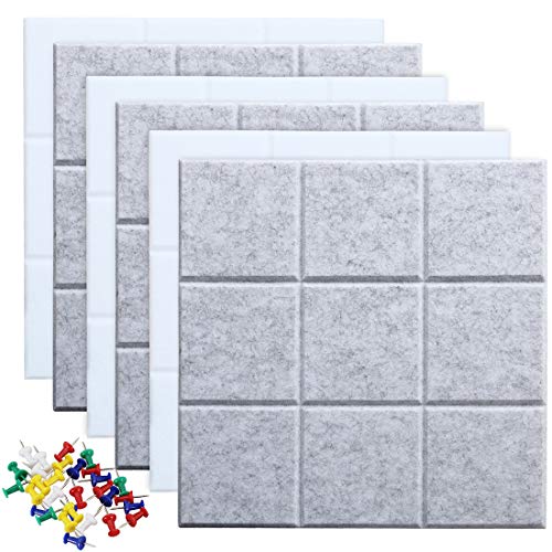 Uoisaiko Filz Pinnwand Große Selbstklebend mit 30 Pinnnadeln, 30x30cm 6 Stück Pinwand Filzboard Memotafeln Memo Boards Bulletin Board Wanddekoration für Büro Küche, Fotos Memos von Uoisaiko