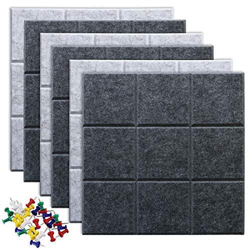 Uoisaiko Filz Pinnwand Große Selbstklebend mit 30 Pinnnadeln, 30x30cm 6 Stück Pinwand Filzboard Memotafeln Memo Boards Bulletin Board Wanddekoration für Büro Küche, Fotos Memos von Uoisaiko