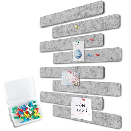 Uoisaiko Filz Pinnwand Selbstklebend mit 40 Pinnnadeln, 8 Stück Pinnwand Bar Streifen Filzboard Memotafeln Fotos Filzplatte Bulletin Board Wanddekoration für Büro Küche (Hellgrün, Klein) von Uoisaiko