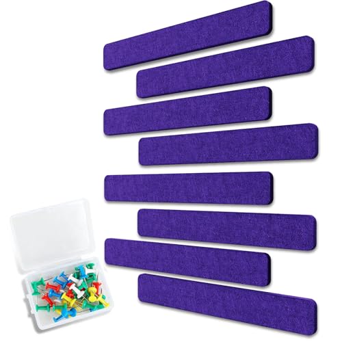 Uoisaiko Filz Pinnwand Selbstklebend mit 40 Pinnnadeln, 8 Stück Pinnwand Bar Streifen Filzboard Memotafeln Fotos Filzplatte Bulletin Board Wanddekoration für Büro Küche (Lila, Klein) von Uoisaiko
