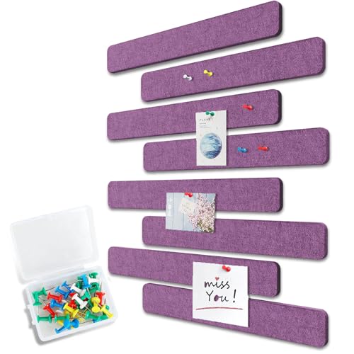 Uoisaiko Filz Pinnwand Selbstklebend mit 40 Pinnnadeln, 8 Stück Pinnwand Bar Streifen Filzboard Memotafeln Fotos Filzplatte Bulletin Board Wanddekoration für Büro Küche (Magenta, Klein) von Uoisaiko