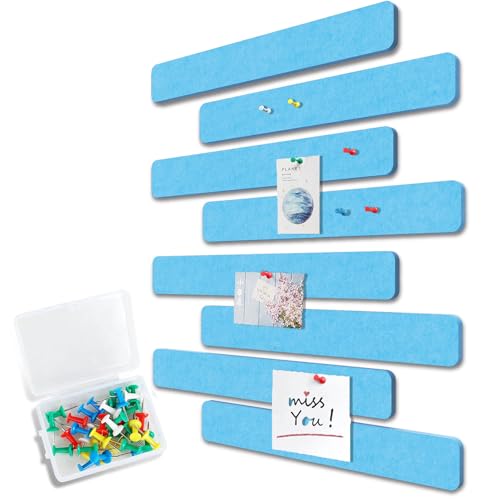 Uoisaiko Filz Pinnwand Selbstklebend mit 40 Pinnnadeln, 8 Stück Pinnwand Bar Streifen Filzboard Memotafeln Fotos Filzplatte Bulletin Board Wanddekoration für Büro Küche (Navyblau, Klein) von Uoisaiko
