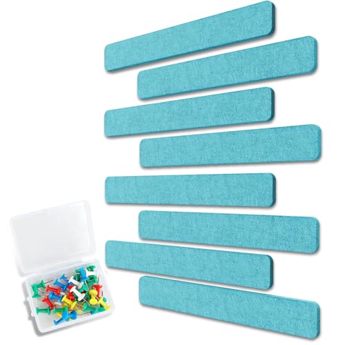Uoisaiko Filz Pinnwand Selbstklebend mit 40 Pinnnadeln, 8 Stück Pinnwand Bar Streifen Filzboard Memotafeln Fotos Filzplatte Bulletin Board Wanddekoration für Büro Küche (Seeblau, Klein) von Uoisaiko