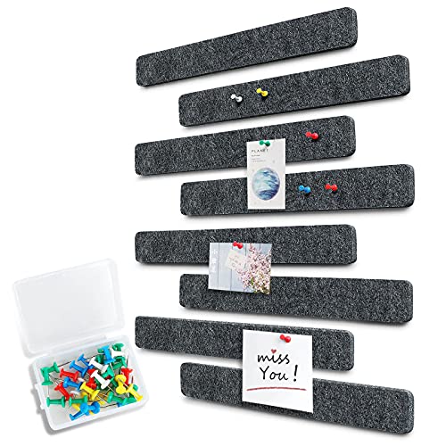 Uoisaiko Filz Pinnwand Selbstklebend mit 40 Pinnnadeln, 8 Stück Pinnwand Bar Streifen Filzboard Memotafeln Fotos Filzplatte Memo Boards Bulletin Board Wanddekoration für Büro Küche von Uoisaiko