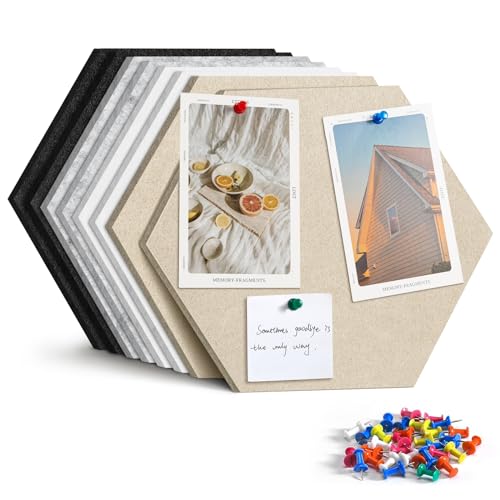 Uoisaiko Groß Filz Pinnwand Selbstklebend Korkplatte Filzplatte mit 30 Pinnnadeln, 8 Stück Korkwand Filzboard Memotafeln Bulletin Board Memo Boards Wanddekoration für Büro Küche von Uoisaiko