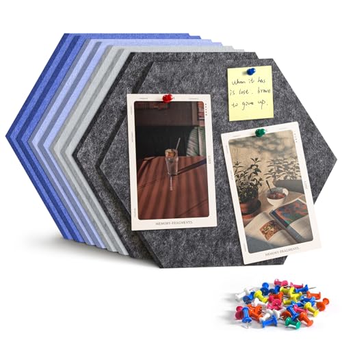 Uoisaiko Groß Filz Pinnwand Selbstklebend Korkplatte Filzplatte mit 30 Pinnnadeln, 8 Stück Korkwand Filzboard Memotafeln Bulletin Board Memo Boards Wanddekoration für Büro Küche von Uoisaiko