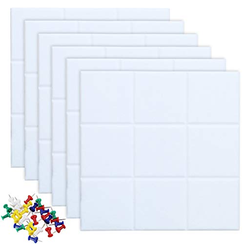 Uoisaiko Große Filz Pinnwand Selbstklebend mit 30 Pinnnadeln, 6 Stück 30x30cm Filzboard Memotafeln Memo Boards Bulletin Board Wanddekoration für Büro Küche, Fotos Memos von Uoisaiko