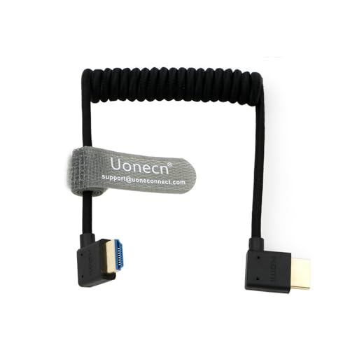 Uonecn 8K 4K HDMI auf HDMI 2.1 Kabel für Atomos Ninja V, 3D HDR 1080P HD eARC, 48Gbps High Speed Spiralkabel für Sony A7iv FS5| FS7, für Z CAM E2, für Canon C300 Kameras einziehbares Kabel von Uonecn