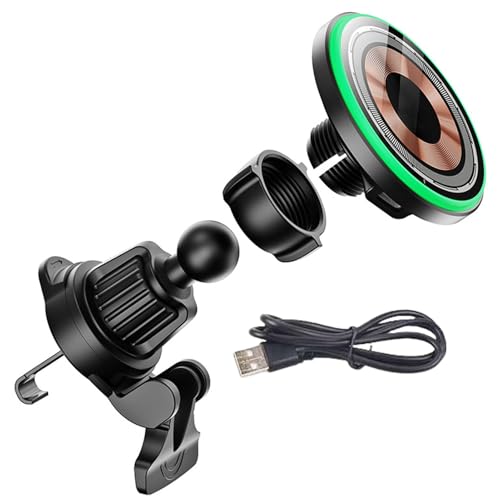 Car Phone Holder, Fast Charging Car Charger Mount Stand, 360° Rotation Wireless Holder, Secure Grip Vent and Dash Support, 6.26x6.26x8.36cm, Ideal for Automobile Accessories Car Phone Holder, Fast Charging Car Charger Mount Stand, 360° Rotation Wireless Holder, Secure Grip Vent and Dash Support, 6.26x6.26x8.36cm, Ideal for Automobile Accessories von Uonguon