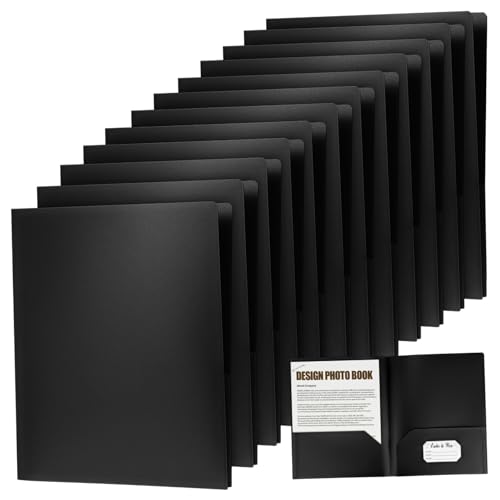 Uonlytech 12 Stück Mappe Ordner mit Kartenfach aktenordner Dokumentenverwaltung Ordner Business Karten Slot Ordner mit Fächern Dokument Organizer Ordner Schreibtisch Organizer Plastik Black von Uonlytech