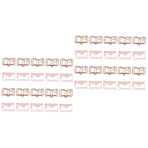 Uonlytech 2 Sätze Buchhülle Lustige Papierclips Miniclips Büroklammern in Buchform Schlüssel Mehrzweck-büroklammern Klein Rose Rostfreier Stahl 20 Stück * 2 von Uonlytech