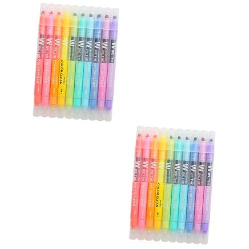 Uonlytech 2 Sätze Löschbarer Textmarker Süße Stifte Löschbare Stifte Löschbare Textmarker Büromaterial Bürozubehör Bunte Highlighter Textmarker Markierungsstifte Plastik 10 Stück * 2 von Uonlytech