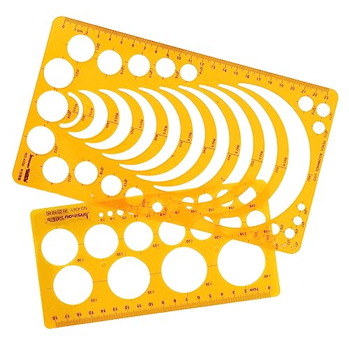Uonlytech 2 Stück Geometrisches Zeichenbrett Geometrie Messwerkzeug architektonisches Maßstabslineal Lineal klar Kreis geometer the office geometrische Vorlagen Lineale Plastiklineal Orange von Uonlytech