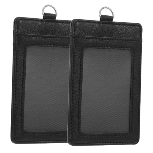 Uonlytech 2 Stück Kartenhalter Ausweishalter Arbeitsausweishalter Schlüsselkartenhalter Personal Schlanker Zugangskartenhalter Hülle Transparente Kartenhüllen Namensschildhalter Schwarzes von Uonlytech