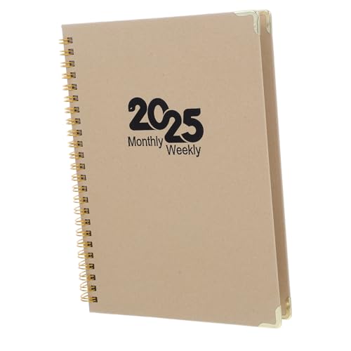 Uonlytech 2025 Wochenplaner Braunes Notizbuch Skizzenbuch Aus Kraftpapier Schulplaner Zeitschrift Mit Spiralbindung Notizbuch Aus Kraftpapier Brown Innenseiten Aus Doppeltem Offsetpapier von Uonlytech