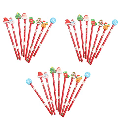 Uonlytech 25Stücke Weihnachtsbleistifte mit Radiergummi Lustige Cartoon Stifte für Weihnachtsdeko und Mitgebsel für Partys und Kreative von Uonlytech