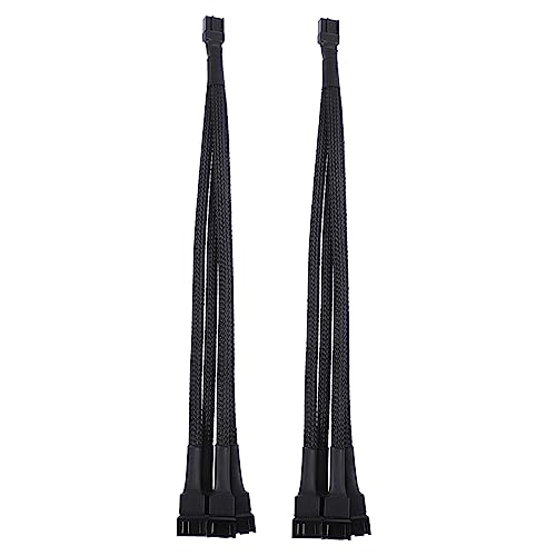 Uonlytech 3 Sätze 4p Lüfterverlängerungskabel Geflochtener Y-splitter Lüfter 1 Bis 4 Konverter Pwm-lüfter-splitter Konverter Für Lüfter Black Pvc-isolierung 2 Stücke * 3 von Uonlytech