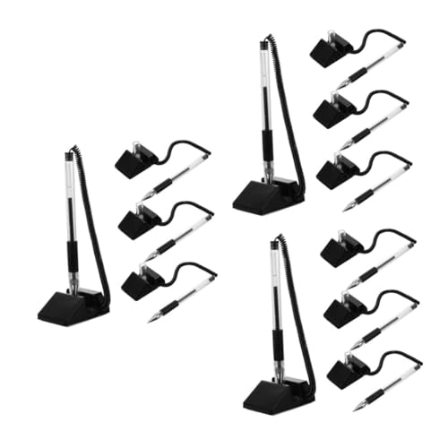 Uonlytech 3 Sätze Büro-gelstift Bürostift Mit Kette Multi Desktop-gel-tintenstift Tisch Schreibwaren Kugelschreiber Büro Business Stift Desktop-zeichenstifte Black Plastik 4 Stück * 3 von Uonlytech