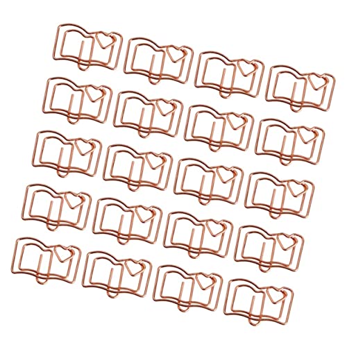 Uonlytech 3 Sätze Geformte Büroklammer Bookmarks Book Marks Büromaterial Für Kollegen Papierklemmen Rostfrei Süße Notizclips Buchförmige Memo-klemmen Golden 20 Stück * 3 von Uonlytech