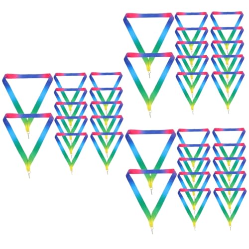Uonlytech 3 Sätze Haken-medaillenriemen Seidenband Ribbon Medaillenband Mannschaftswettbewerb Bandalette Schlüsselband Blau Medaillenversorgung Nackenband Polyester Baumwolle 12 Stück * 3 von Uonlytech