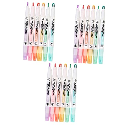 Uonlytech 3 Sätze Textmarker Leuchtsticker Leuchtschriftzug Leuchtmarker Leuchtschilder Fluoreszierende Stifte Gel Pastell Transparent Milder Farbhighlighter Plastik Colorful 6 Stück * 3 von Uonlytech