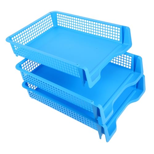 Uonlytech 3 Stück Desktop-dateikorb Schreibtisch-organizer-regal Schreibtisch Organizer Papier-organizer-fach Papierfächer Für Das Klassenzimmer Aktenordner Für Den Schreibtisch Plastik Blue von Uonlytech