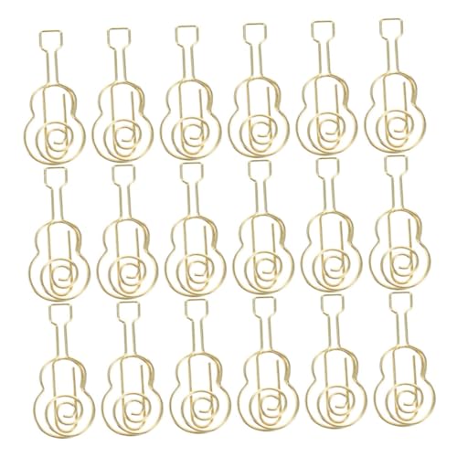 Uonlytech 30 Stück Gitarren-büroklammer Mini Papier Schreibwaren Zeitschrift Dekorativ Jumbo Kleine Büroklammern Musik Winzig Bunt Neuartige Büroklammern Clip Farbig Eisen Golden von Uonlytech