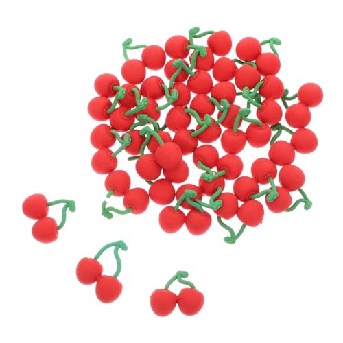 Uonlytech 30 Stück Kirsch-Radiergummi falsche Früchte Süßigkeiten-Radiergummis Apfelgummis Mini-Obst Spielzeugäpfel Schreibtischzubehör für Haustiere Apfel rot von Uonlytech