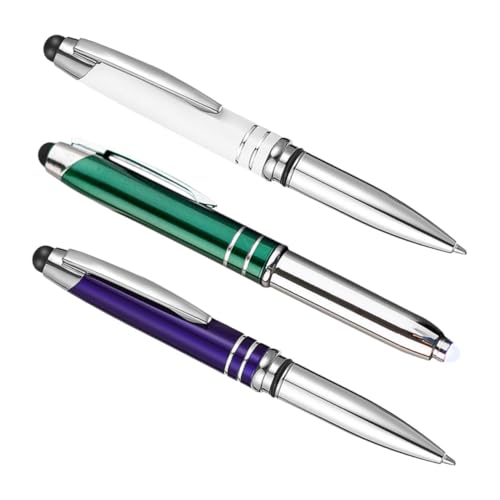 Uonlytech 3Stücke LED Kugelschreiber Mit Licht Multifunktionaler LED Stylus Pen Für Touchscreens Ergonomischer Stift Für Schule Büro Und Zuhause Für Dunkle von Uonlytech