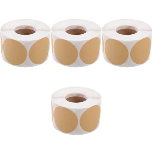 Uonlytech 4 Rollen Runder Kraftaufkleber Etikett Zahlenaufkleber Journal -aufkleber Klein Klebrig Farbiges Klebeband Zur Beschriftung Aufkleber Mit Namensschild Labelaufkleber Kraftpapier von Uonlytech