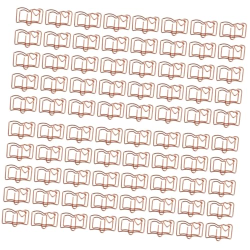 Uonlytech 4 Sätze Geformte Büroklammer Bookmarks Book Marks Dekorative Clips Papierhalter Streifen Süße Büroklammern Buchförmige Memo-klemmen Rostfreier Stahl Golden 20 Stück * 4 von Uonlytech