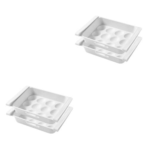 Uonlytech 4 Stück Aufbewahrungsbox Organizer für Kühlschrankschubladen Treppensteigwagen Eierschublade für Eisbehälter Herausziehen Aufbewahrungskiste Lagerregal Weiß von Uonlytech