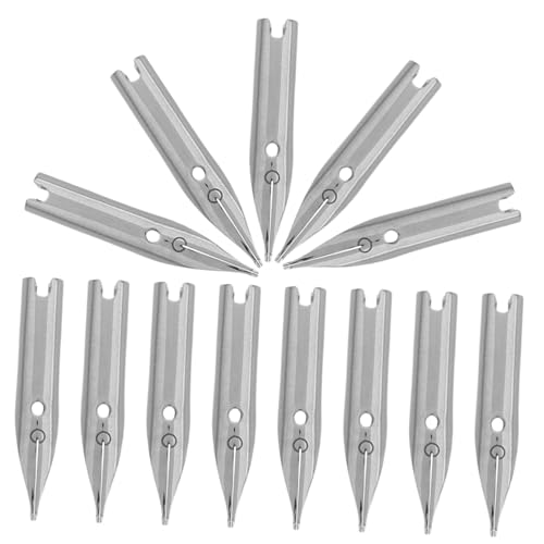 Uonlytech 40 Stück Dip-Stift Kalligraphie-Füllfederhalterspitzen Stiftspitzen aus Metall Kalligraphie -Stiftzubehör Stiftnibs zum Malen Ersatzspitzen für Kalligraphiestifte Silver von Uonlytech