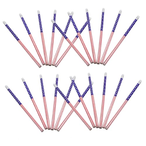 Uonlytech 48 Stück Flag -Musterstift patriotische Partygeschenke Stifte mit amerikanischer Flagge Geburtstag Bleistifte Sportbleistifte mit Radiergummi Sternstifte Aluminium von Uonlytech