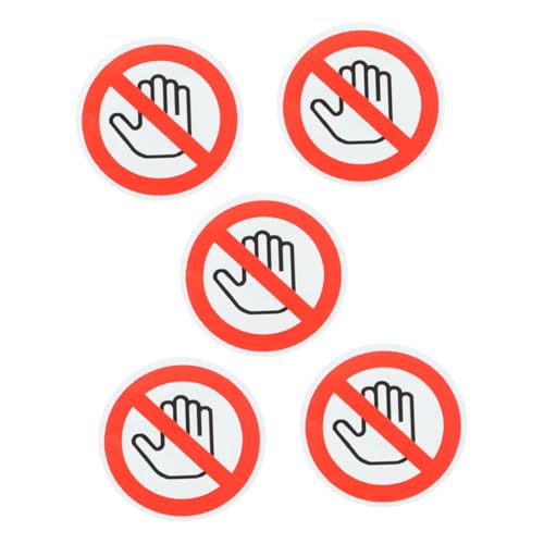 Uonlytech 5 Blätter Aufkleber für Warnschilder Türaufkleber transparenter Aufkleber Berufung Bitte Kein Touch-Schild Sicherheitswarnschild klein selbstklebendes Vinyl Weiß von Uonlytech