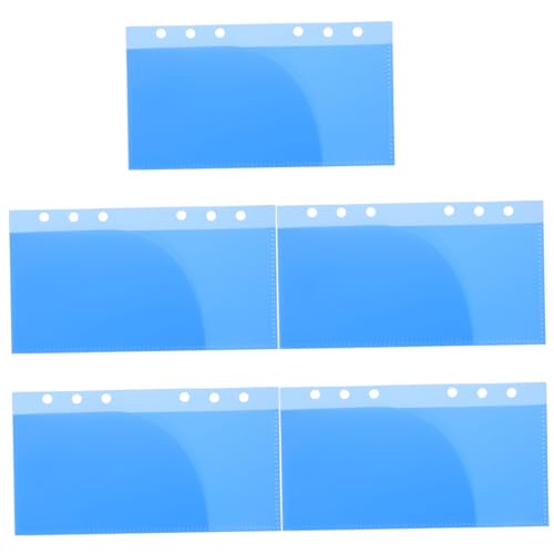 Uonlytech 5 Stück Loseblattteiler Aktentasche Einsätze Binder-Trennlaschen Taschenordner-Trennblätter transparente Taschen Ordnerhüllen kleine Ordnertasche Plastikbindemeldärmel pp Blau von Uonlytech