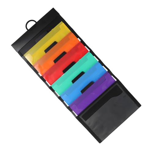 Uonlytech 6 Klappbare Hängemappe Post-Organizer zur Wandmontage Taschenkarten Bulletin-Papierhalter Hängemappen-Taschendiagramm Wandablage-Organizer Taschentafel für den Unterricht Black von Uonlytech