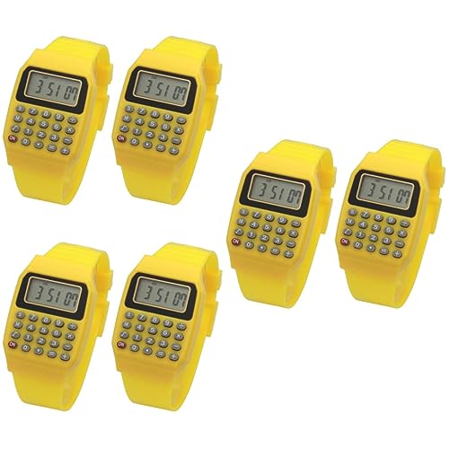 Uonlytech 6 STK Kinder Digitaluhr Taschenrechner-Armbanduhr für Kinder Hand Herrenuhren Taschenrechner Armbanduhr Taschenrechner für Kinder Anzahl Anschauen Geburtstagsgeschenk Kleinkind von Uonlytech
