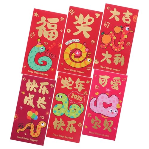 Uonlytech 6 Stück rote Umschlagtasche China Party begrüßen Vorabend Kasse neujahrsgeschenk neujahrsgrüße neujahrsdekorationen briefumschläge rotes Paket roter umschlag neujahr Papier von Uonlytech